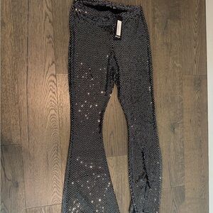 Nasty Gal Silver Sequin Flare Pants